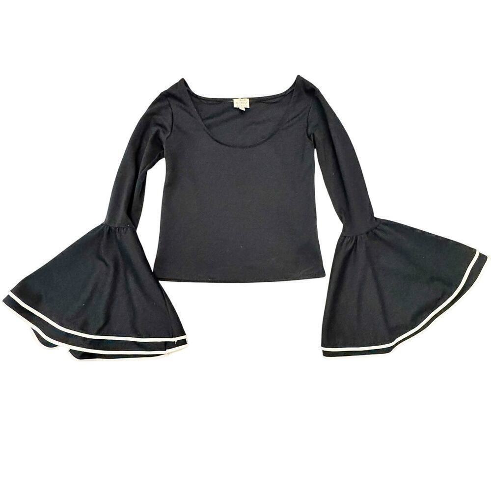 Torn by Ronny Kobo Black Cropped Top White Piping Size XS